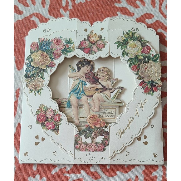 Vintage pop up valentines day card Rococo Victorian collection NEW 3D - Picture 1 of 3